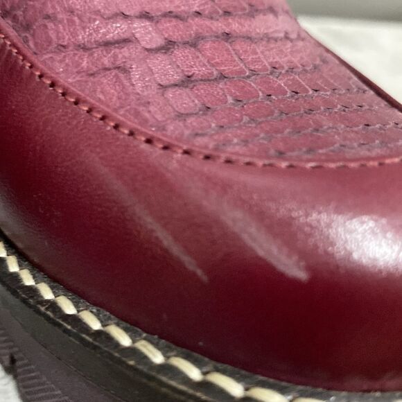 Dromedaris Leather Women's Burgundy Loafers w/silver Chain Detail Size 38 US 8 - Picture 7 of 16